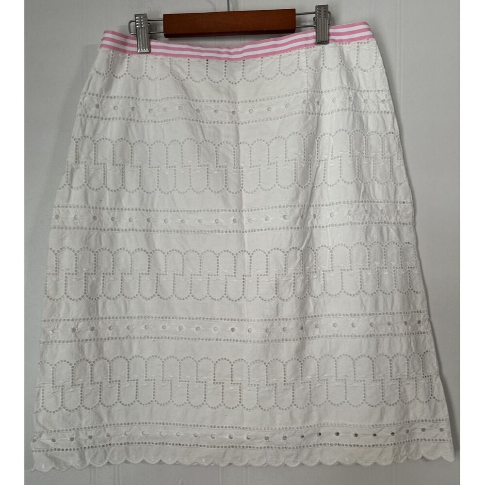 Wendy Hil Eyelet Pencil Skirt Women’s Size 10 White Dot Midi Made In USA
Cotton.